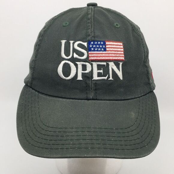 Vintage 1996 US Open Golf Oakland Hills Cotton American Flag Green StrapBack Hat - Picture 1 of 16